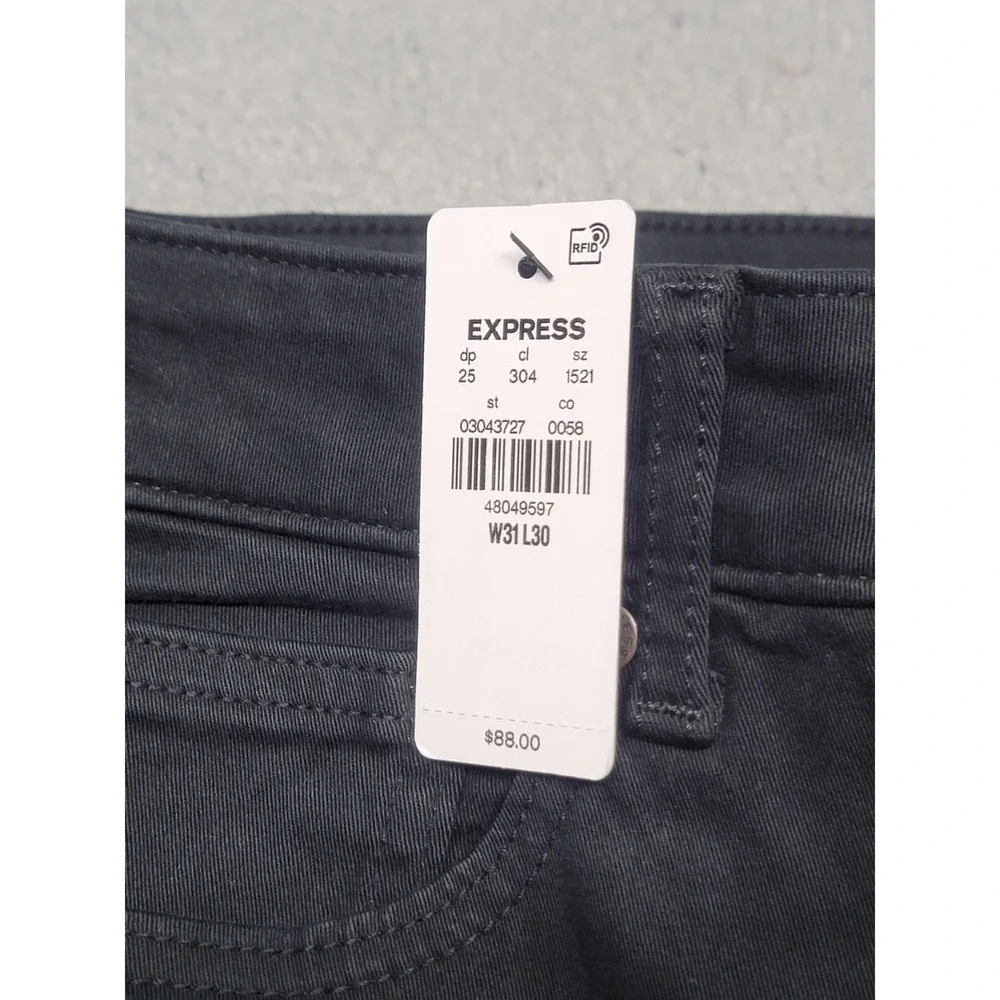 Express Jeans Mens 31x30 (Fits 34x29) Black Straight Stretch Temperature Control